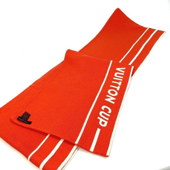 AUTHENTIC LOUIS VUITTON LV cup Louis Vuitton cup Scarf cotton / Cashmere Orange - Picture 5 of 7